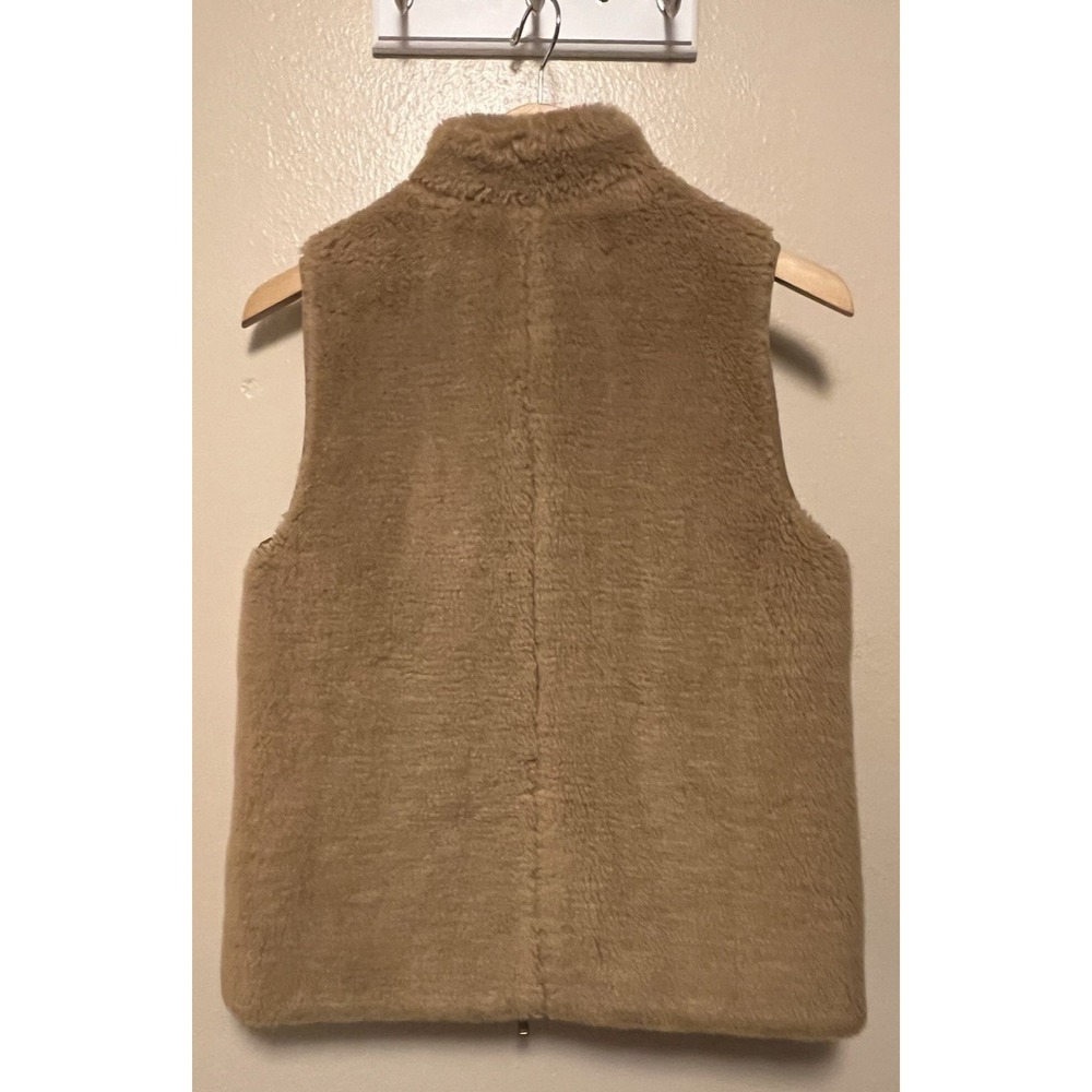 J. Crew Excursion‎ Vest Faux Fur Plush Zip Camel Tan Light Brown Lined Womens XS - Picture 2 of 12